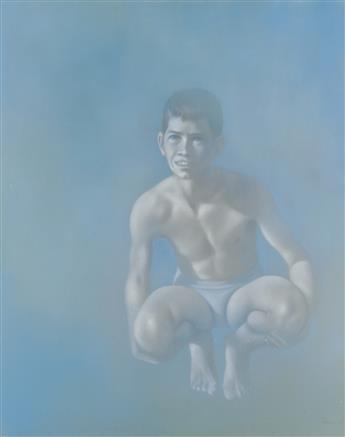 ROBERT BLISS Boy Against a Blue Background.